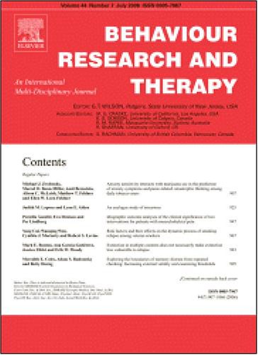cover of journal Behaviour Research and Therapy