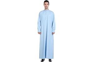 LENMIPOT Men's Muslim Clothes Durable Kaftan Robe Dubai Long Gown Ethnic Clothes,1pc Soft Robe