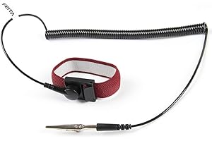 FEITA Anti Static ESD Wrist Strap Antistatic Bracelet with 8 Feet Grounding Wire - Static-Release Wristband with Clip - Wine 