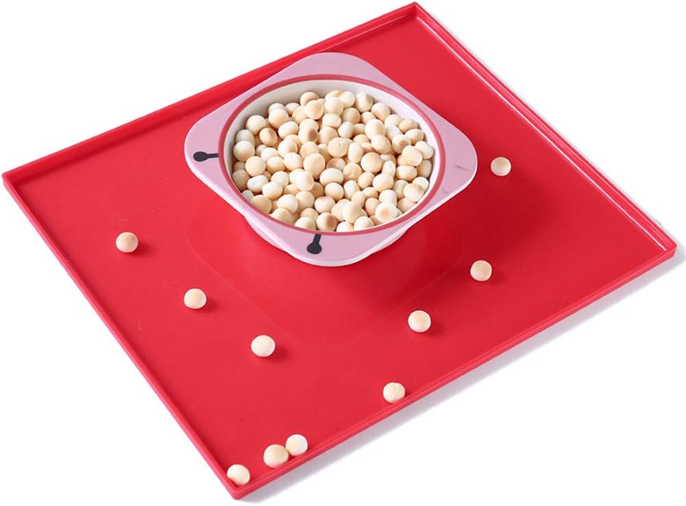Silicone Mat Food Grade Pet Dog Thickening Increase Anti-skid Anti-overflow Multi-function Food Pocket, Red - Image 4