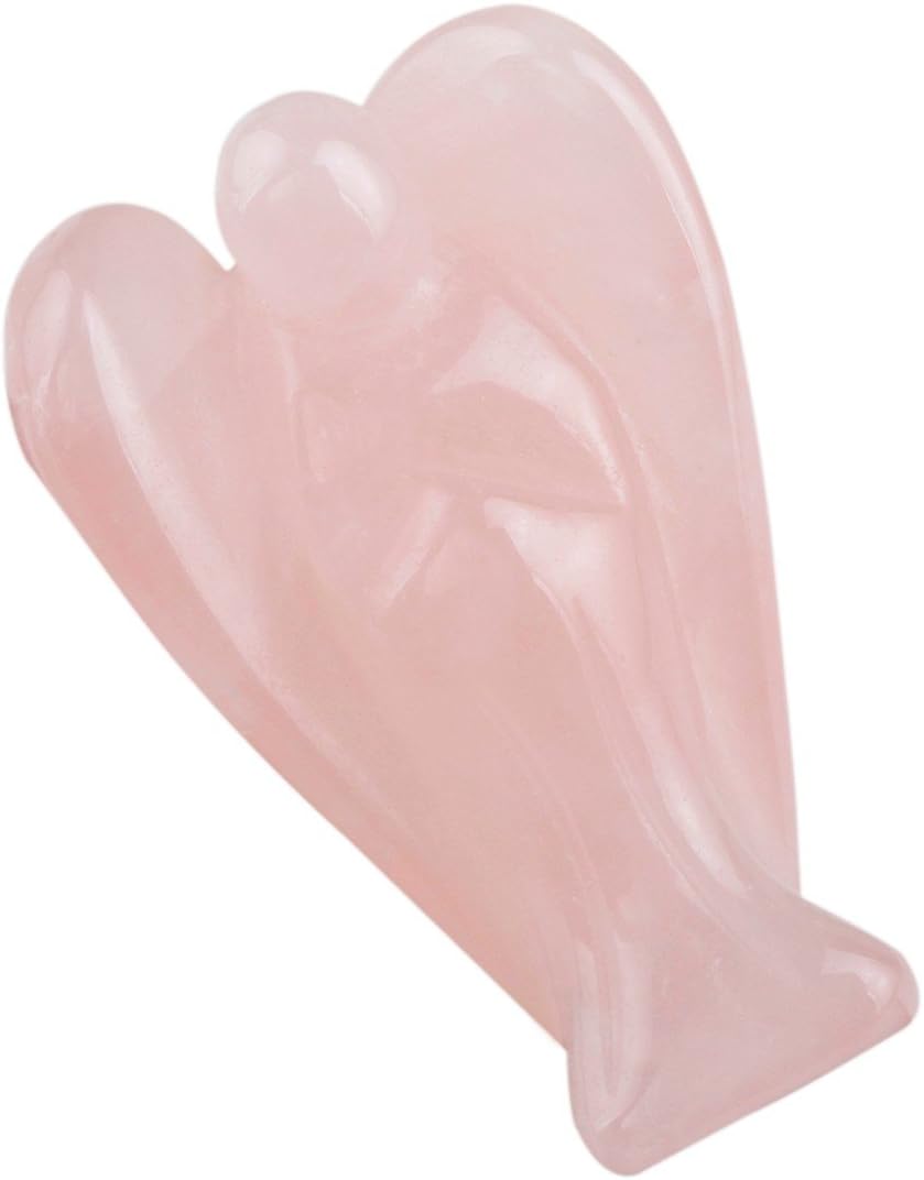 Shanxing Pocket Guardian Angel Crystal Gemstone Carved Mini Figurine Statue Ornament Decoration 1.5 inch,Rose Quartz - Image 3