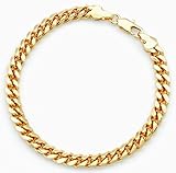 Men's Yellow Gold Tone 6mm Cuban Curb Chain Link Bracelet, 7