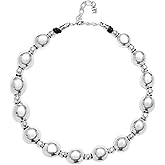Uno de 50 Sterling Silver-Plated Beaded Necklace, 15.5-17.5 Inches Adjustable Length, SER INTREPIDA Collection