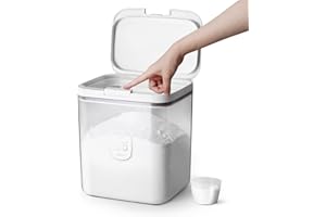 LivLab Mker Laundry Detergent Dispenser with One-Press Lid,Clear PET Powder container with Measuring Cup, Pods container 5.5L/12Lbs/200oz(270 Pods)