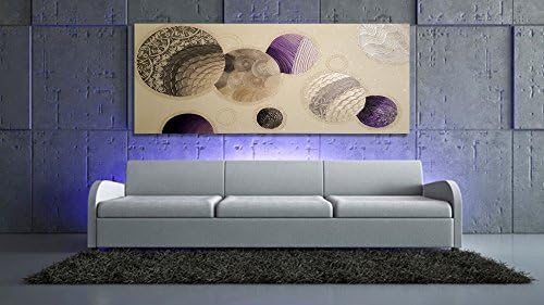 Original abstract painting, silver-purple-pearl Galaxy wall painting on canvas, large modern art with shimmering elements and heavy textures
