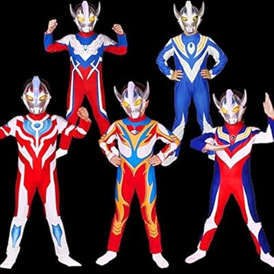 Amazon ウルトラマンティガ 全身タイツ コスプレ衣装 ハロウィン仮装 ハロウィン コスチューム 子供 キッズ コスプレ Cosplay 男の子 ウルトラマン 子供用 多点セット 変装 仮装 学園祭 パーティー服 ダンス衣装 M No 1 キッズコスチューム ホビー