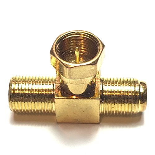 CESS F-Type TV Connector Male to 2 Female Extension Splitter Adapter - F Male to F Dual Female (rel) (2 Pack)
