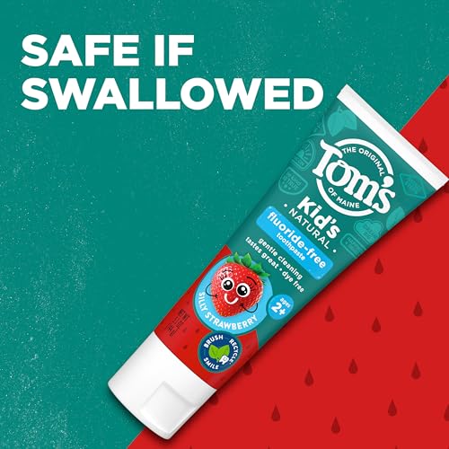 TOM’S OF MAINE NATURAL KID’S FLUORIDE FREE TOOTHPASTE, SILLY STRAWBERRY, 5.1 OZ. (BACK IN ORIGINAL FORMULA)