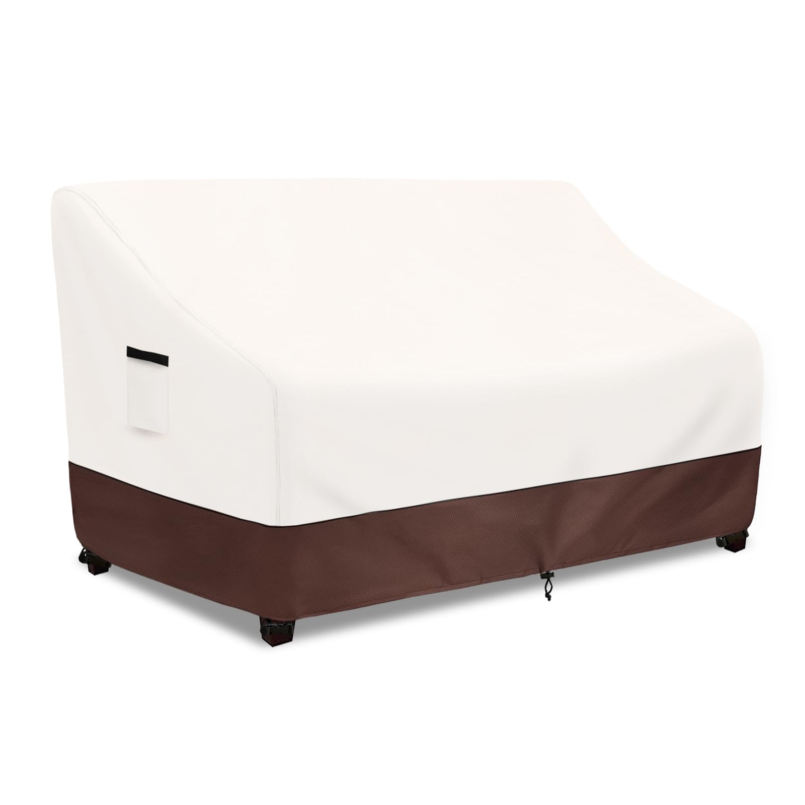 Aacabo Outdoor Couch Covers,58 Inches Outdoor Sofa Cover, Waterproof Patio Furniture Cover,Furniture Covers for Patio Seating (Beige) Image