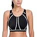 SYROKAN High Neck Plus Size Sports Bras for Women High Support Racerback Full Coverage Padded Wireless Bra Black 38E