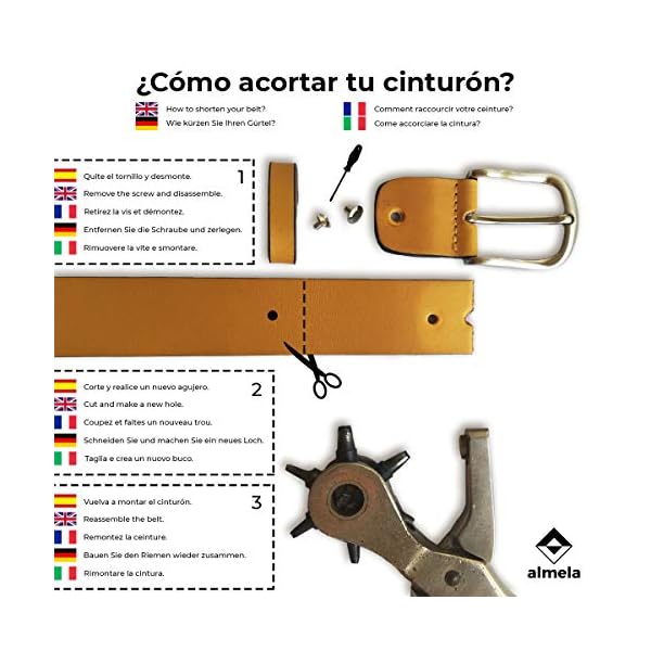 almela - Cinturón de mujer en piel legítima - Hebilla oro - Cuero vaquetilla - 4 cm de ancho - Vestidos, vaqueros, jeans… | DeHippies.com