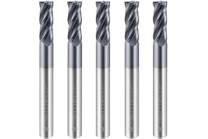 ZZBD-CT Carbide Square End Mills-4 Flute TiALSiN Coated,for Milling Alloy Steels, Hardened Steel, Metal etc.5 Pcs 1/8 inch