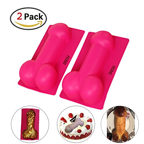 Himi 3D Large Silicone Penis Cake Mold - Set of 2 - Pecker Cake Pan -DIY Cock Mold Chocolate Soap Fondant Baking Mold Tray Kitchen Tool Baking Tool for Home Kitchen and Bachelorette Party (2 Pieces)