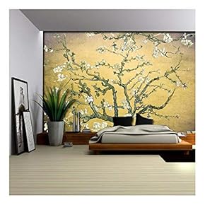 Orange with Lavender Vignette Almond Blossom by Vincent Van Gogh - Wall Mural, Removable Sticker, Home Decor - 66x96 inches