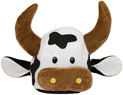 Adults Plush Velvet Cow Steer Head Farm Grazing Moo Animal Hat Costume Accessory