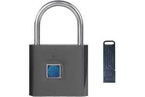 KENRONE Fingerprint Padlock with Emergency Key, Biometric Padlock Quick Unlock, Waterproof and Rustproof, Locks for Warehouses, Gym, Schools, Homes, Office Cabinets