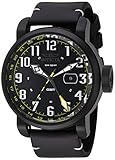 Invicta Men's 'Aviator' Swiss Quartz Stainless Steel and Leather Casual Watch, Color Black (Model: 22253)