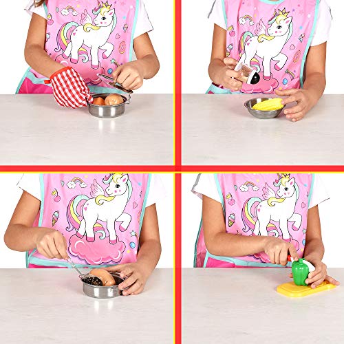 Kids Kitchen Toy Playset, Educational Kitchen set Accessories for Girls and Boys, Pretend Play Cooking Toys for Toddlers, with Stainless Steel Cookware Pots and Pans Set, Food and Vegitables - Thumbnail 6
