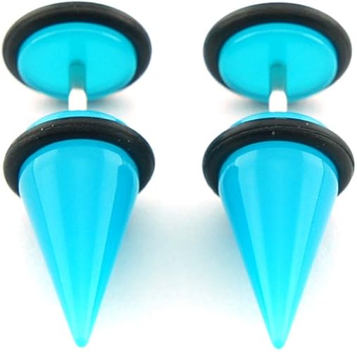 Amazon Com United Duo Solid Blue Short Acrylic Fake Tapers Cheaters 2g Gauge 6mm Jewelry