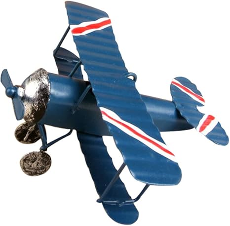 Amazon イスイ Yishui ドイツ双翼飛行機 レトロ飛行機 モデル ブリキ製品 装飾 飾り 置物 インテリア おもちゃ 飛行機模型 オブジェ 青い 置物 オブジェ オンライン通販