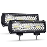 LED Light Bar AMBOTHER 9 Inch 360W 48000LM Off Road Fog Lighting Spot Flood Combo Triple Rows Driving Lights for Truck Car Jeep Boat SUV ATV UTV Pickup, 2 Years Warranty