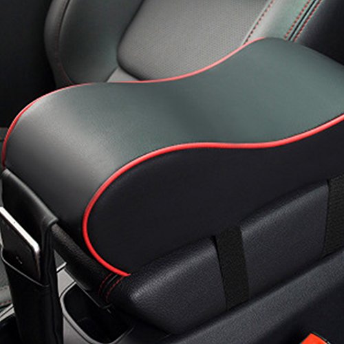 PU Leather Car Armrest Box Pad, Breathable Soft Memory Cotton Car Armrest Cushion Armrest Center Consoles Head Neck Rest Pillow Pad for Car Motor Auto Vehicle(Black red edge) - Thumbnail 5