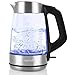 Cusimax 7-Cup BPA-free Glass Electric Kettle, UK Strix LED Illuminating Cordless Water Kettle with Auto Shut-off & Boil-dry Protection, CMWK-150G