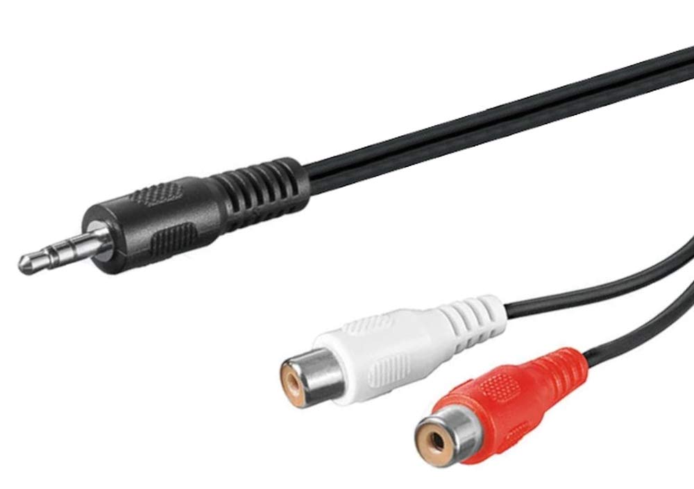 PremiumCord 2m Jack to RCA Y Cable, 3.5mm Male to 2x RCA Female, Black, Audio Cable for Digital Camera, TV, Mobile Phones, MP3, HiFi