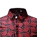 Men’s Summer Print Turn-Down Collar Shirt Button Down Shirt Casual Top Short Sleeved Shirt (M, Red)thumb 3