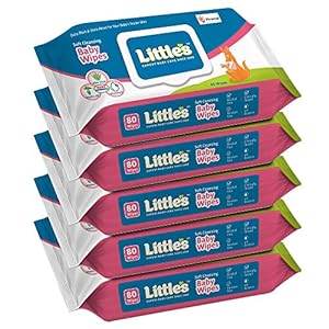 Little’s Soft Cleansing Baby Wipes Lid, 80 Wipes (Pack of 5)