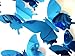 Fullkang 12 pcs Decal Butterflies 3D Mirror Wall Stickers Wall Art Home Decors (Blue)