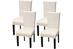 Fuloon 4 Pack Super Fit Stretch Removable Washable Short Dining Chair Protector Cover Seat Slipcover for Hotel, Dining Room, Ceremony, Banquet Wedding Party