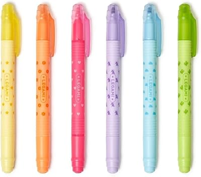 Legami Magic Highlighters Set of 6 Erasable Double Tip Markers Yellow Orange