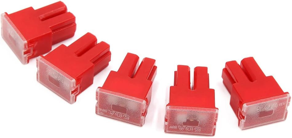Amazon Uxcell 車用スロー ブロースロットヒューズ 50a 32v パシフィックタイプpalメス 端子 レッド 5個入り ヒューズ 車 バイク