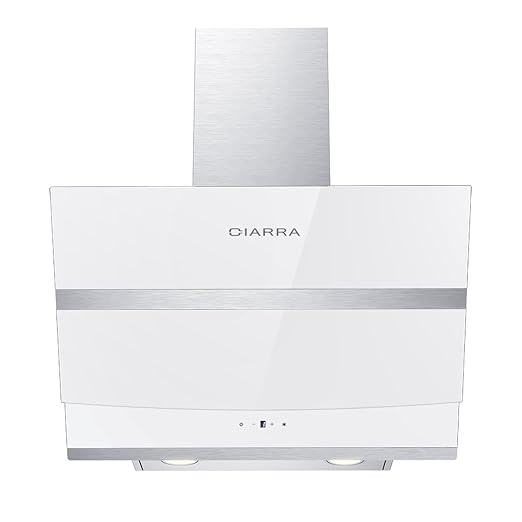 Ciarra 60cm Angled White Glass Cooker Hood Range Chimney Hood Kitchen