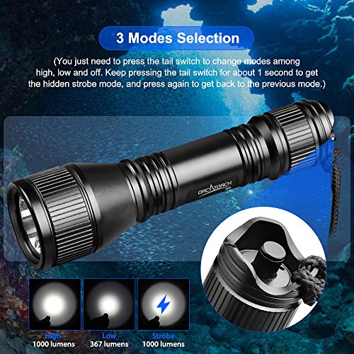 ORCATORCH D550 Scuba Dive Light, 1000 Lumens Super Bright Underwater