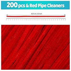 Iooleem 200pcs Red Pipe Cleaners, Chenille