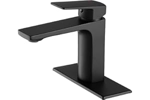 Black Bathroom Faucet Single Handle Bathroom Sink Faucet, RV Bathroom Vanity Sink Faucets with Deck Plate and Faucet Supply L