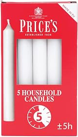 Price's Unscented Household Candles 5 Pack 5 Hour Burn Premium White Wax view 1