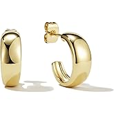 Pearich 14K Gold Filled Hoop Earrings,925 Sterling Silver Huggie Earrings Hoops Earrings Trendy Chunky CZ Pin Earrings Jewelry Gifts for Women