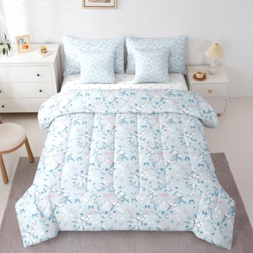 Jejeloiu Bow Comforter Set Full Size Girls