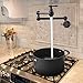 VOKIM Kitchen Pot Filler Folding Faucet Lead-Free Oil Rubbed Bronze Brass Double Joint Swing Arm Sink Faucet Articulating Wall Mount Two Handle Black