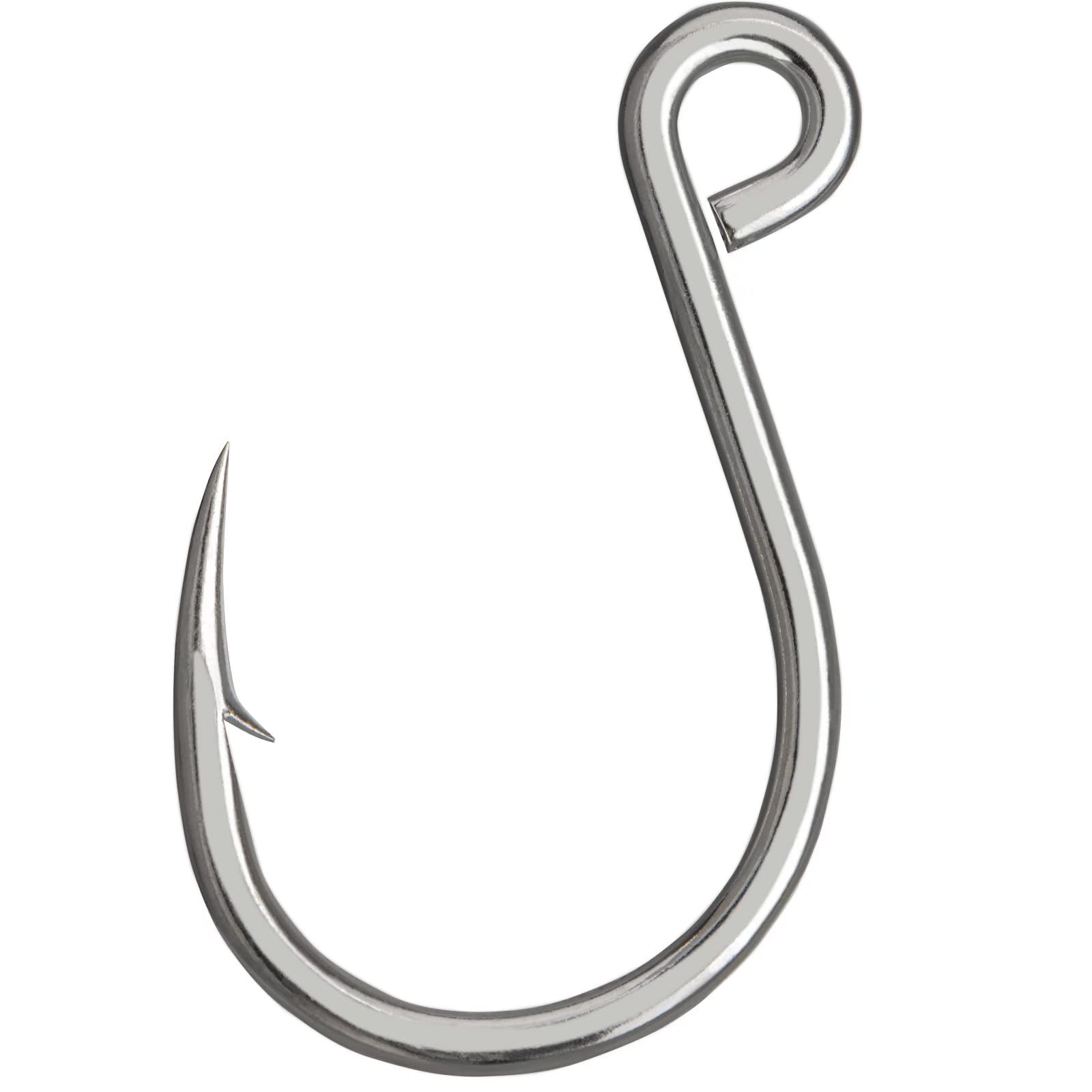 THKFISH 50pcs/Box Inline Single Hooks Replacement Fishing Hooks for Lures Baits Inline Circle Hooks Large Eye with Barbed Saltwater freshwater #2#1 1/0 2/0 3/0