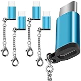5 Pack USB Type C Adapter, AFUNTA USB C to Micro USB Convert Connector Fast Charger with Keychain Compatible Samsung Galaxy S8 New MacBook Pixel XL Nexus 5X 6P-Blue