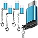 5 Pack USB Type C Adapter, AFUNTA USB C to Micro USB Convert Connector Fast Charger with Keychain Compatible Samsung Galaxy S8 New MacBook Pixel XL Nexus 5X 6P-Blue