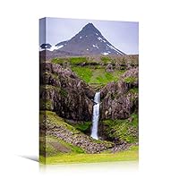 Canvas Wall Art Mountain Waterfalls Landscape Multicolor Photography Relax/Calm Traditional Waterfall - 12x18 inches