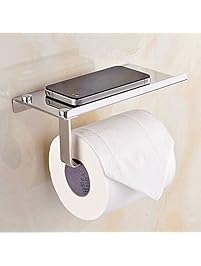 Basong Stainless Steel Toilet Paper Holder Tissue Holder Wall Mount with Mobile Phone Storage Shelf