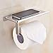 Basong Stainless Steel Toilet Paper Holder Tissue Holder Wall Mount with Mobile Phone Storage Shelf