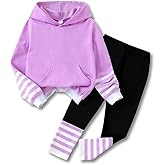 Voxikidio Size 5-11 Years Girls Clothes 2Pcs Outfits Hoodies Striped Leggings Pants Set Fall Winter Clothes 2025