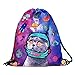 Jom Tokoy Drawstring Bag Gym Bag Purple Drawstring Backpack (Space Cat)